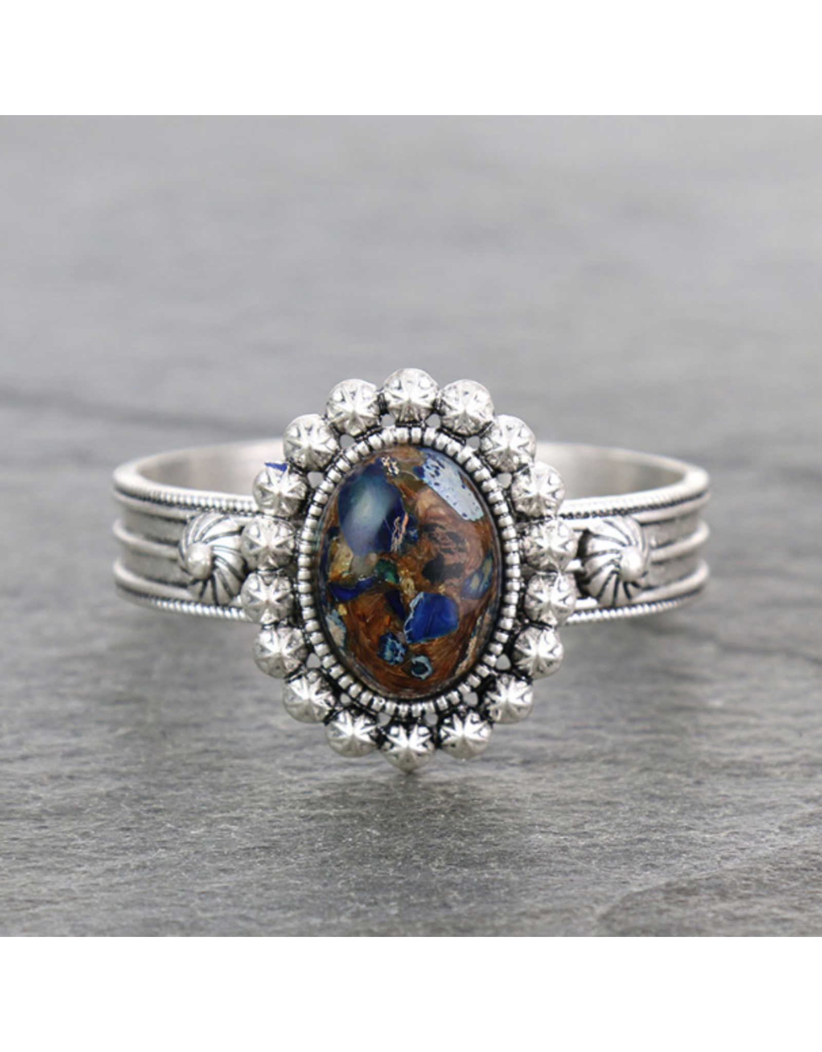 BRACELET CUFF BROWN AND BLUE STONE