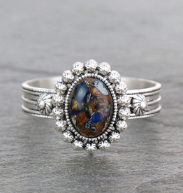 BRACELET CUFF BROWN AND BLUE STONE