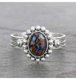 BRACELET CUFF BROWN AND BLUE STONE