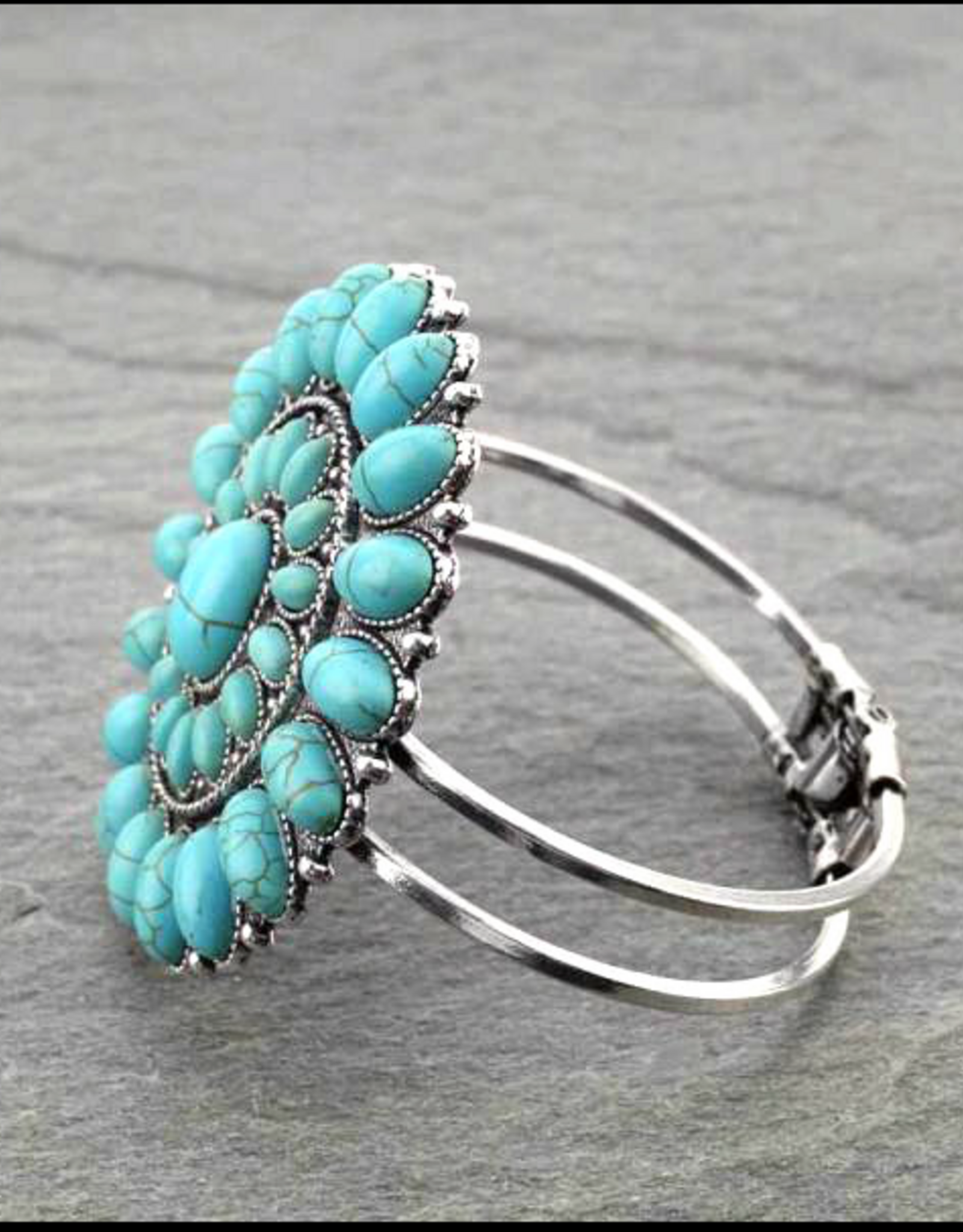 WESTERN CONCHO WITH STONE HINGE BRACELET TURQUOISE