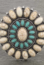 WESTERN CONCHO WITH STONE HINGE BRACELET TURQUOISE & WHITE