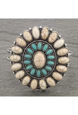 WESTERN CONCHO WITH STONE HINGE BRACELET TURQUOISE & WHITE