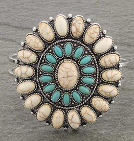 WESTERN CONCHO WITH STONE HINGE BRACELET TURQUOISE & WHITE