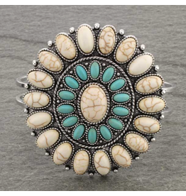 WESTERN CONCHO WITH STONE HINGE BRACELET TURQUOISE & WHITE
