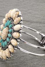 WESTERN CONCHO WITH STONE HINGE BRACELET TURQUOISE & WHITE