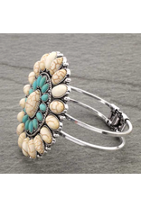 WESTERN CONCHO WITH STONE HINGE BRACELET TURQUOISE & WHITE