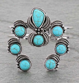 WESTERN SQUASH BLOSSOM HINGE CUFF BRACELET