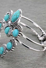 WESTERN SQUASH BLOSSOM HINGE CUFF BRACELET