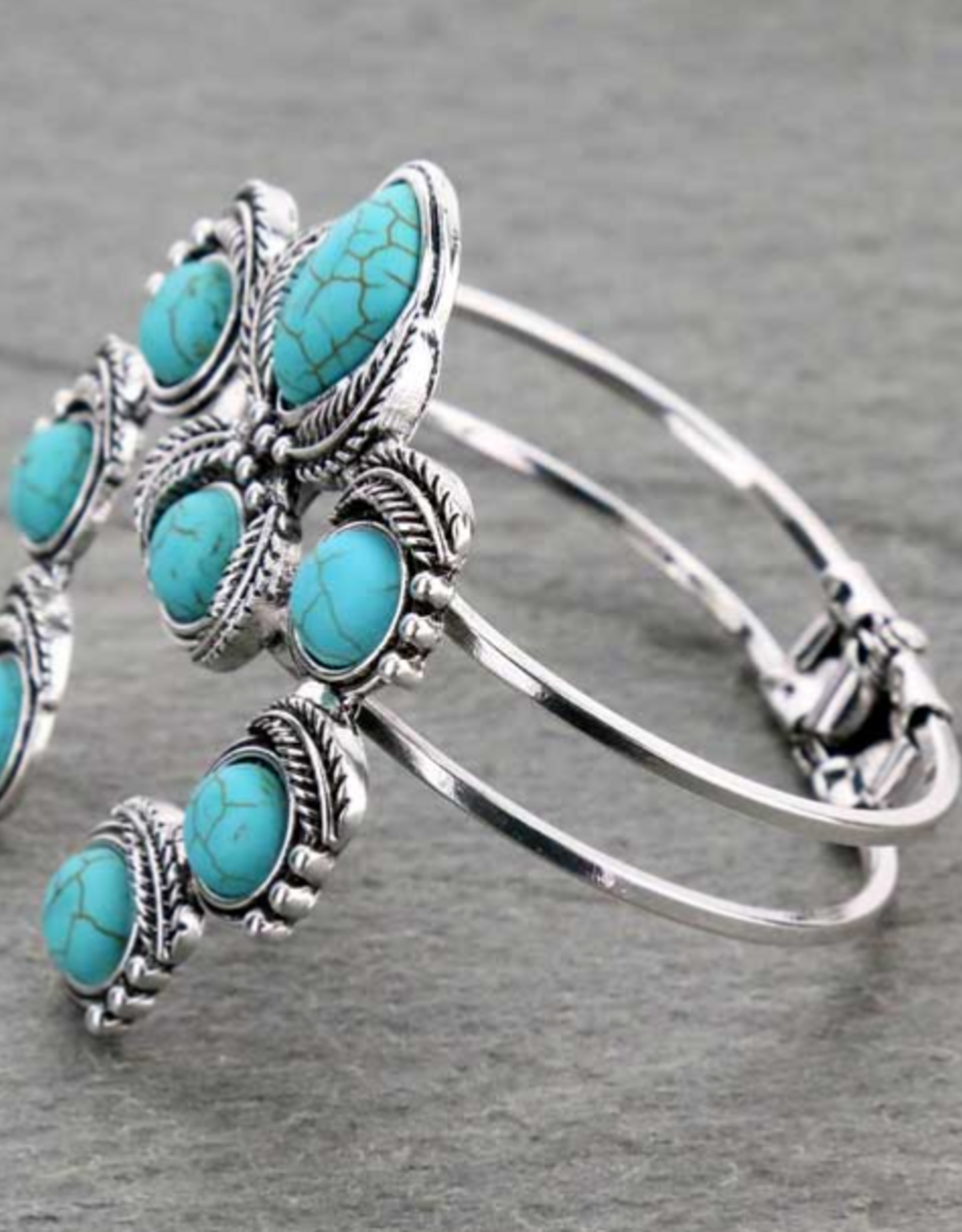 WESTERN SQUASH BLOSSOM HINGE CUFF BRACELET