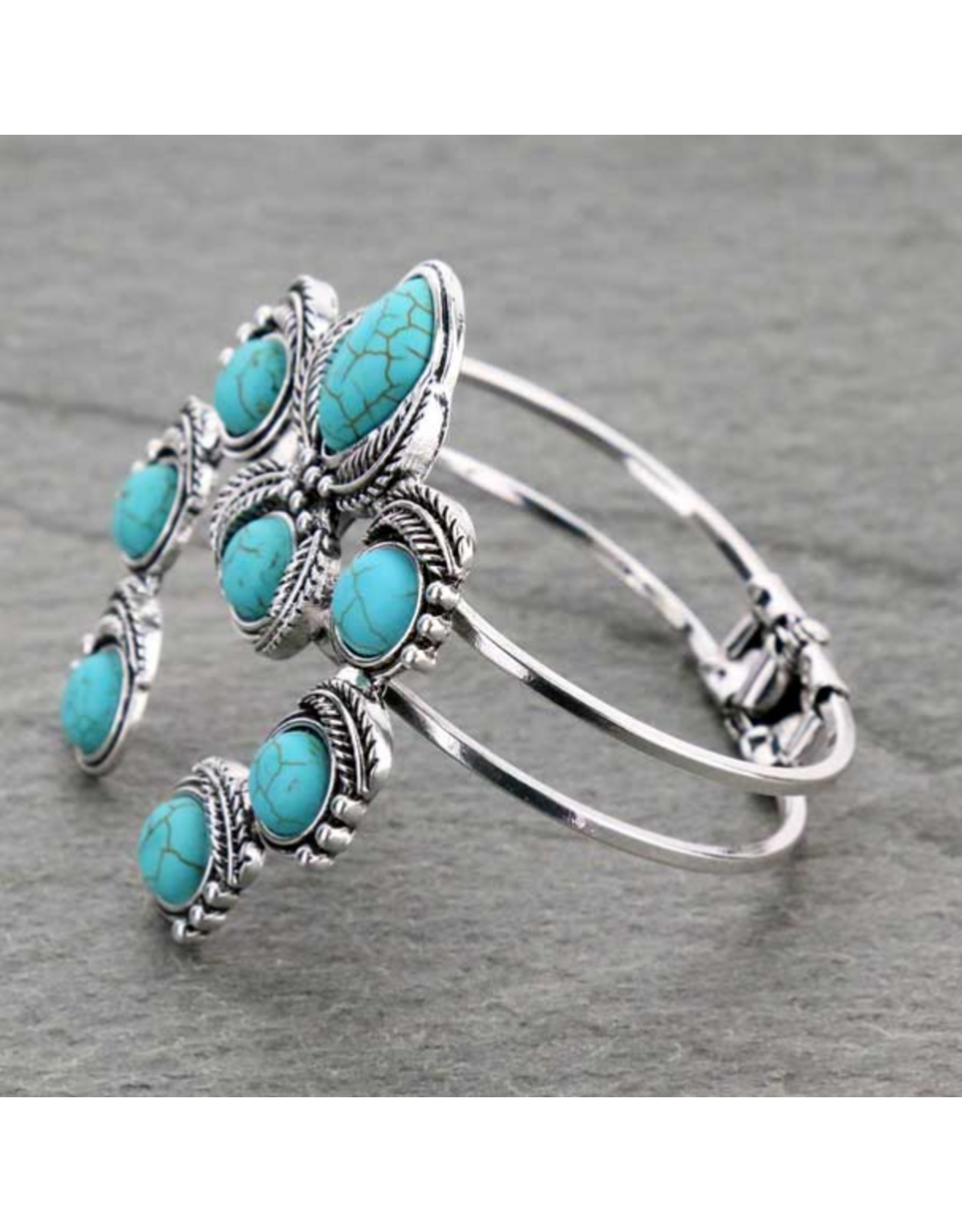 WESTERN SQUASH BLOSSOM HINGE CUFF BRACELET