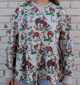 SHIRT WMS L/S COWHAND THINGS RUFFLED BOTTOM