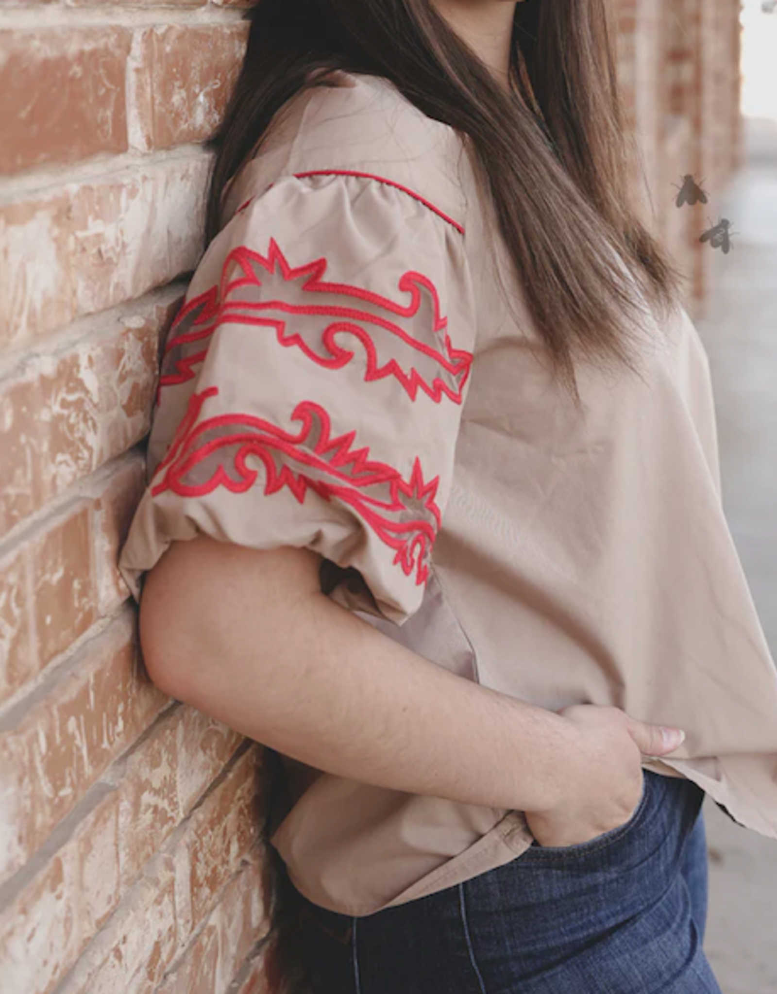 BLOUSE WMS S/S PUFF SLEEVE SWEETWATER STITCH