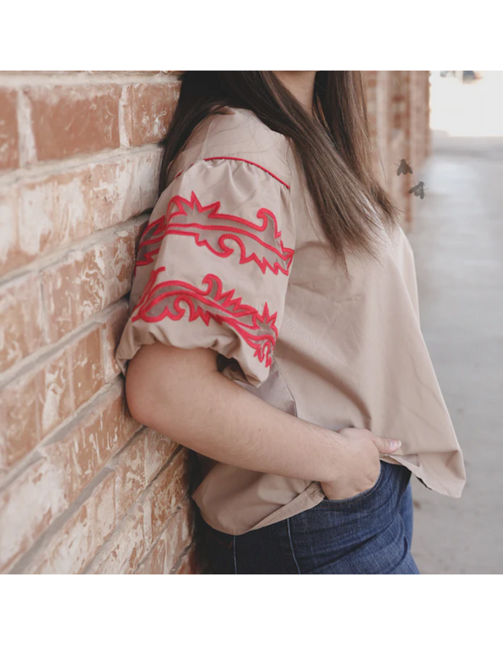 BLOUSE WMS S/S PUFF SLEEVE SWEETWATER STITCH