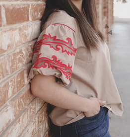 BLOUSE WMS S/S PUFF SLEEVE SWEETWATER STITCH