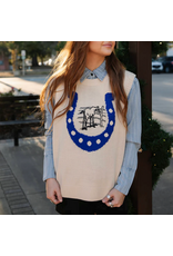 VEST SWEATER WMS STAY LUCKY BLUE HORSESHOE
