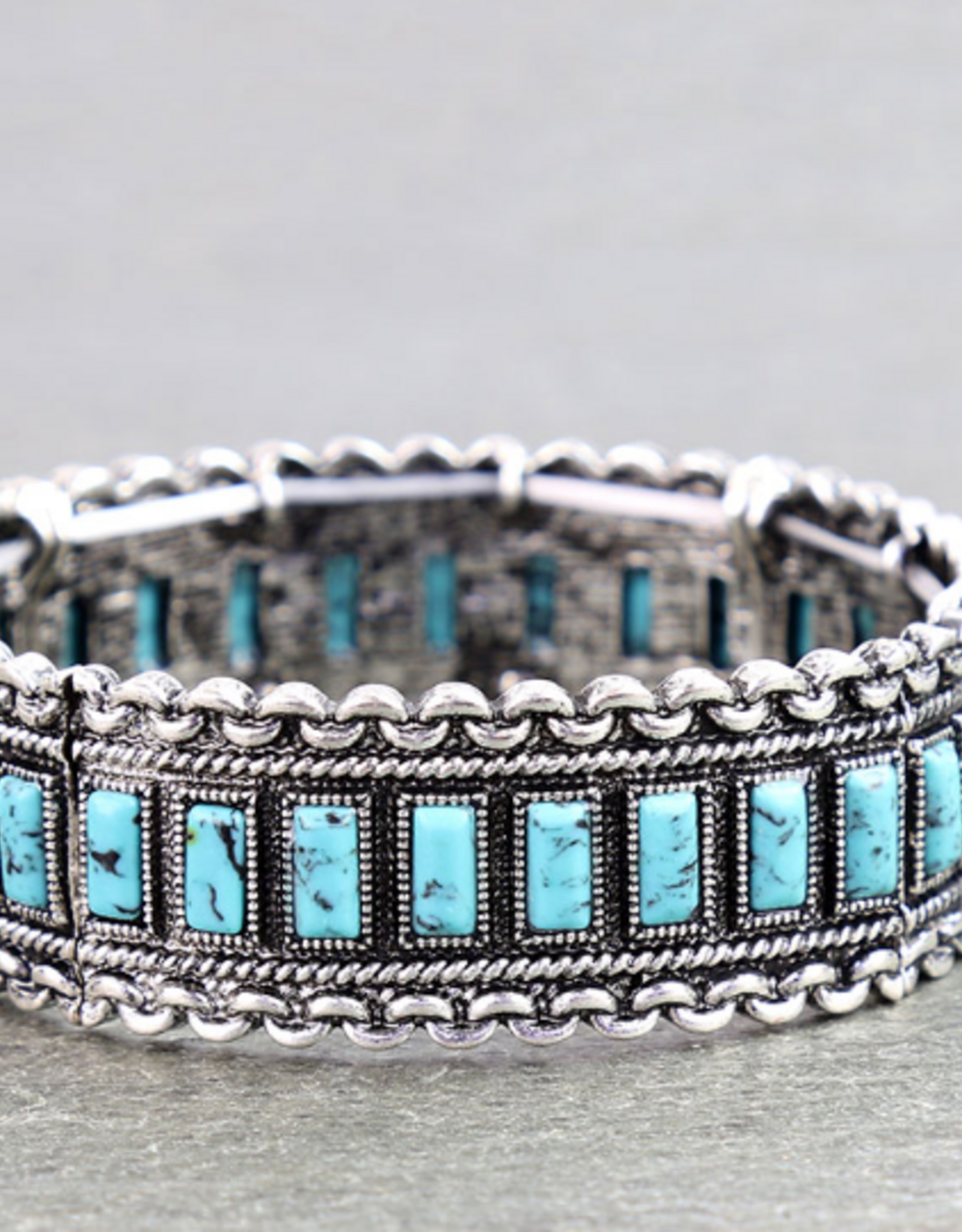 WESTERN STRETCH BRACELET TXR CHAIN TURQUOISE STONES