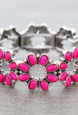 WESTERN STYLE STRETCH FLOWER WITH PINK STONES BRACELET
