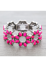 WESTERN STYLE STRETCH FLOWER WITH PINK STONES BRACELET