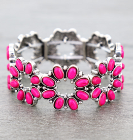WESTERN STYLE STRETCH FLOWER WITH PINK STONES BRACELET