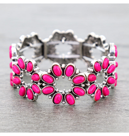 WESTERN STYLE STRETCH FLOWER WITH PINK STONES BRACELET
