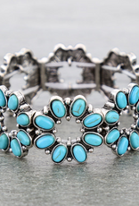 WESTERN STYLE STRETCH FLOWER WITH TURQUOISE STONES BRACELET