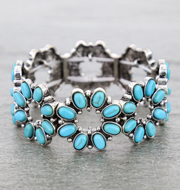 WESTERN STYLE STRETCH FLOWER WITH TURQUOISE STONES BRACELET