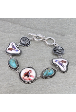 WESTERN RODEO PRINT BARREL RACER  TOGGLE BRACELET
