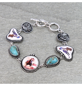 WESTERN RODEO PRINT BARREL RACER  TOGGLE BRACELET