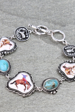 WESTERN RODEO PRINT BRONC TOGGLE BRACELET