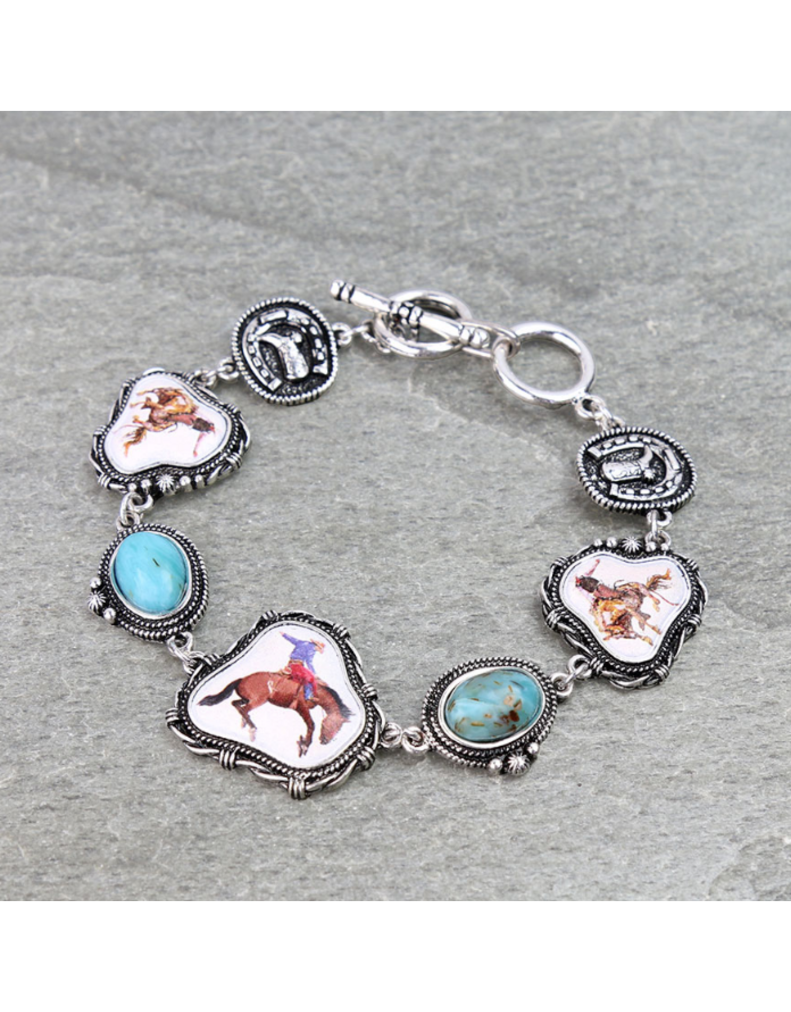 WESTERN RODEO PRINT BRONC TOGGLE BRACELET