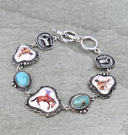 WESTERN RODEO PRINT BRONC TOGGLE BRACELET