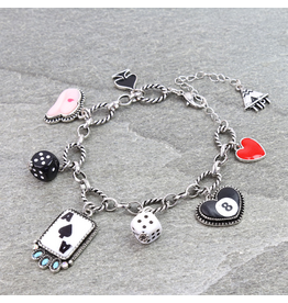 WESTERN CHARM BRACELET HEART, DICE, SPADE