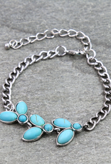WESTERN OVAL FLORAL LINK TURQUOISE BRACELET