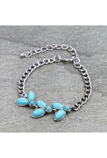 WESTERN OVAL FLORAL LINK TURQUOISE BRACELET