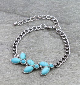 WESTERN OVAL FLORAL LINK TURQUOISE BRACELET