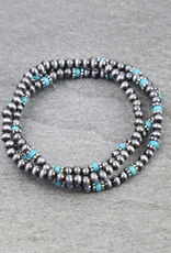 STACK OF 3 NAVAJO PEARL WITH TURQUOISE STONES BRACELETS