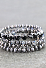 WESTERN BRACELET NAVAJO PEARL & GLASS STONES BLACK