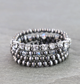 NAVAJO PEARL BRACELETS WITH CRYSTAL GLASS STONES