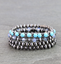 WESTERN NAVAJO PEARL WITH GLASS STONES TURQUOISE