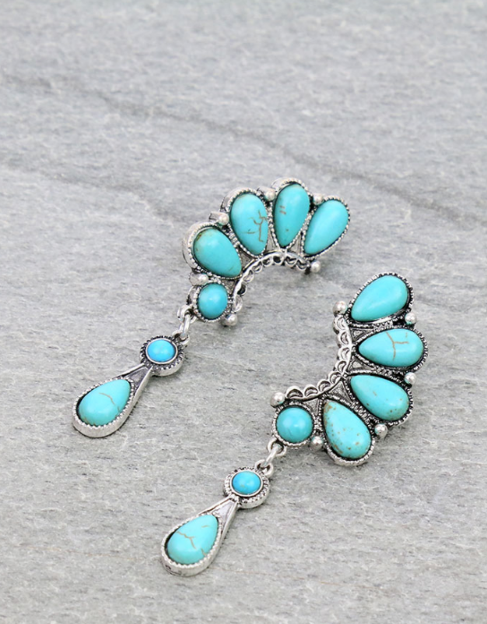 EARRINGS GEOMETRIC SEMI STONE STUD EARRINGS