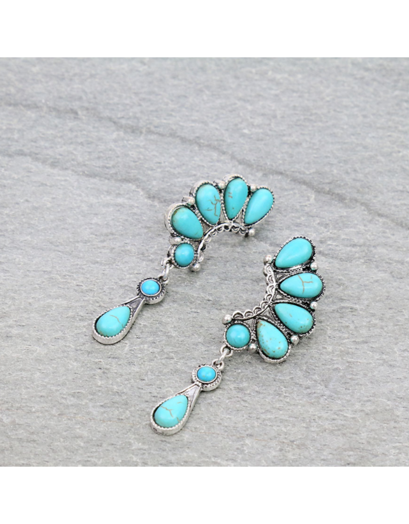 EARRINGS GEOMETRIC SEMI STONE STUD EARRINGS