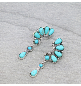 EARRINGS GEOMETRIC SEMI STONE STUD EARRINGS