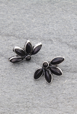 WESTERN FLOWER STONE STUD EARRINGS BLACK