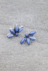 WESTERN FLOWER STONE STUD EARRINGS  BLUE