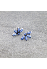 WESTERN FLOWER STONE STUD EARRINGS  BLUE