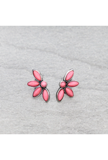 WESTERN FLOWER STONE STUD EARRINGS PINK