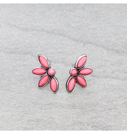 WESTERN FLOWER STONE STUD EARRINGS PINK