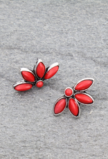 WESTERN FLOWER STONE STUD EARRINGS RED