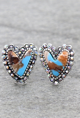HEART HAND STONE STUD EARRINGS