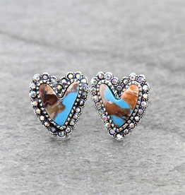 HEART HAND STONE STUD EARRINGS